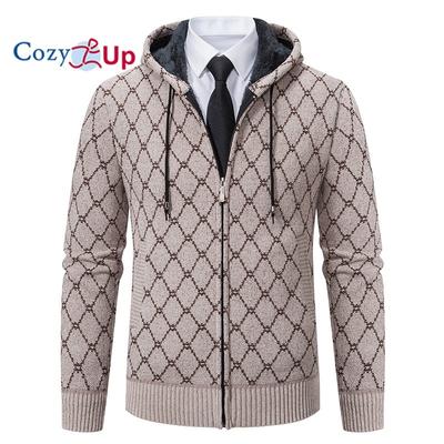 Maglione cardigan in pile con cerniera e cappuccio da uomo Cappotto invernale foderato in sherpa caldo con tasche