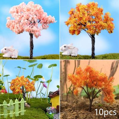 Model Village Enhancement Miniature Sakura Tree Plants for Charming Display