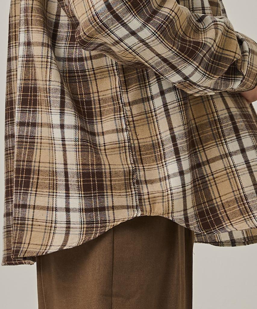 ANALOG MOOD Flannel Semi-Check Shirt (Brown)