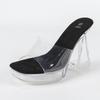 Women's 12CM Fashion Car Model Heels - Sexy Transparent Thick Heel Crystal Slippers, Non-Slip Square Toe Wedding & Party Shoes