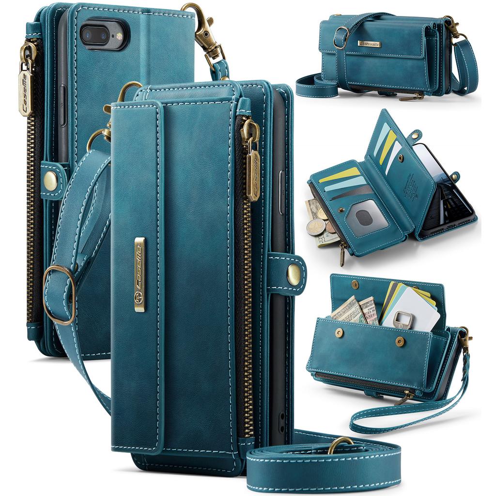 For iPhone 7 Plus 5.5 inch/iPhone 8 Plus 5.5 inch/iPhone 6 Plus 5.5 inch Case CASEME C39 RFID Blocking Zipper Wallet Stand Leather Cover with Strap