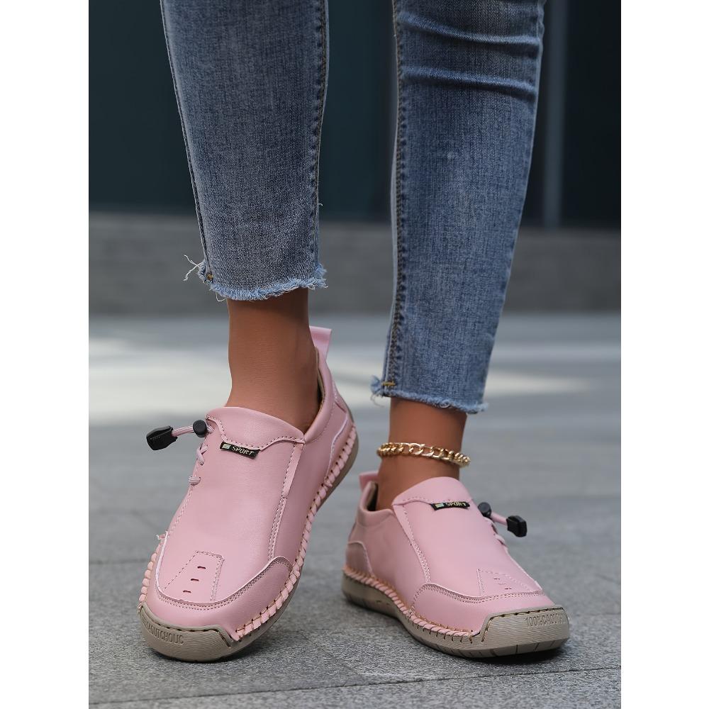 Women's Slip-On Loafers - Vintage British Style Hand-Stitched Synthetic Cover Shoes with Rubber Sole, Breathable Fabric Lining & Decorative Tassel
