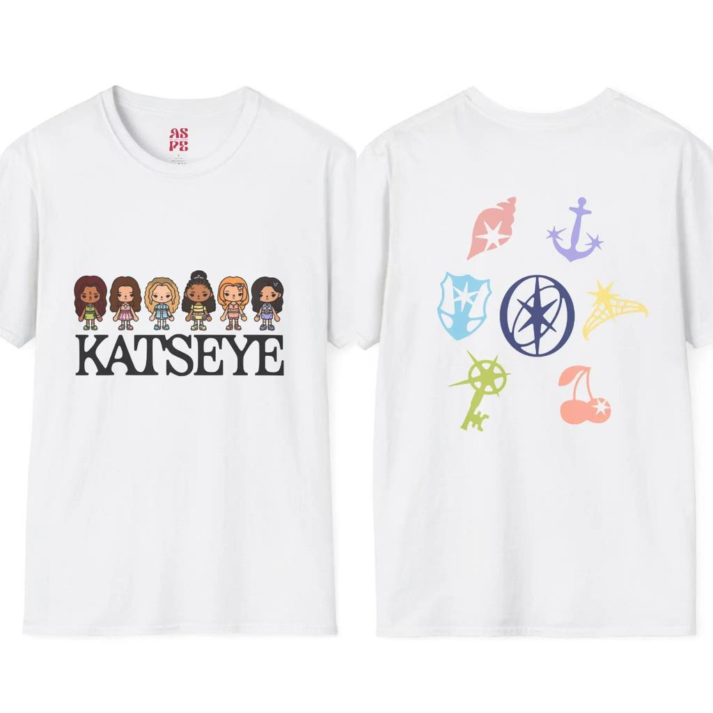 KATSEYE Print T-Shirt Unisex Men Women Causal Loose Clothing Vintage Oversized Tee Cotton Streetwear Loose Short Sleeve Tops Tee