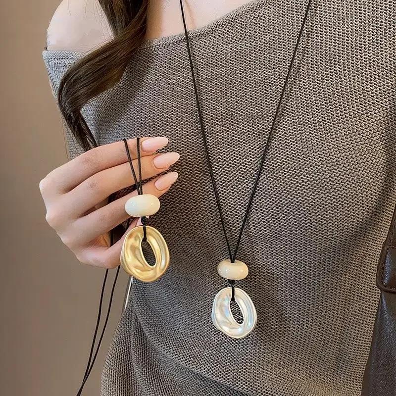 Korean Minimalist Geometric Pendant Long Necklace Women's Irregular Adjustable Versatile Fashion Accessories