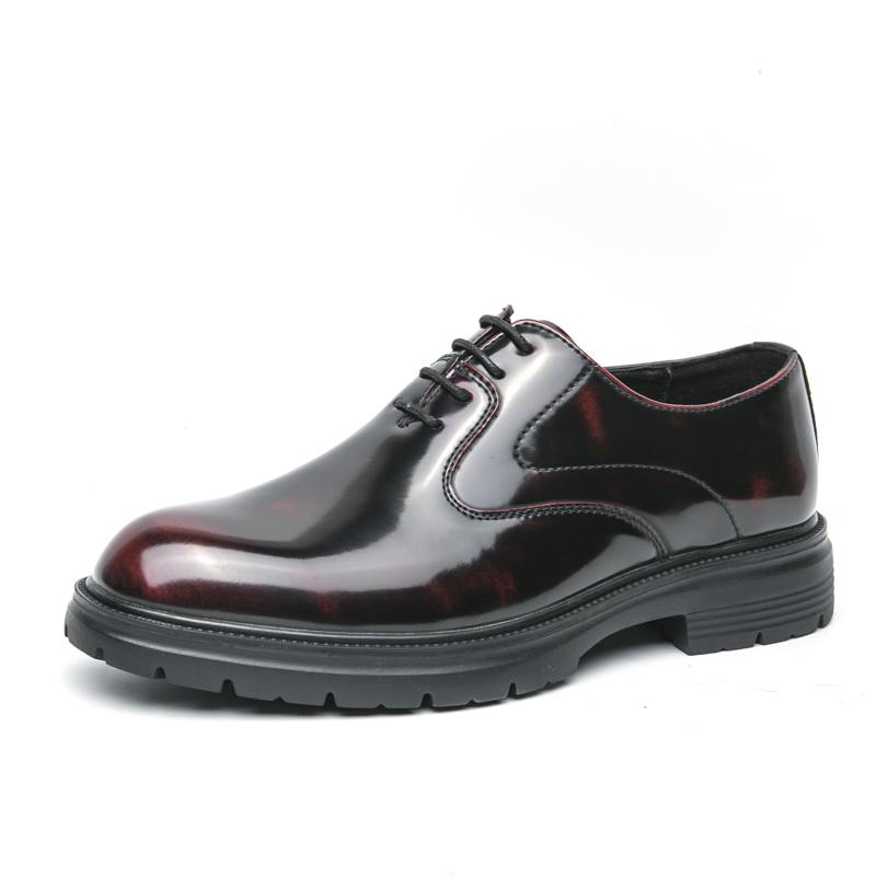 Fashion New Block Derby Shoes Men Thick Bottom Lace Up Round Head Professional Business Dress Shoes Comfortable Bridegroom Wedding Shoes