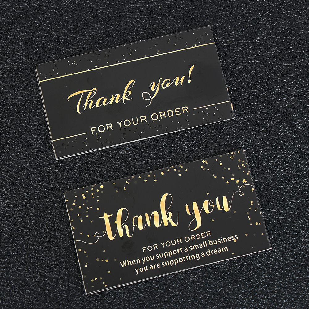 50PCS Black Gold Thanks Greeting Cards Thank You For Your Order Card For Small Shop Appreciate Card For Business