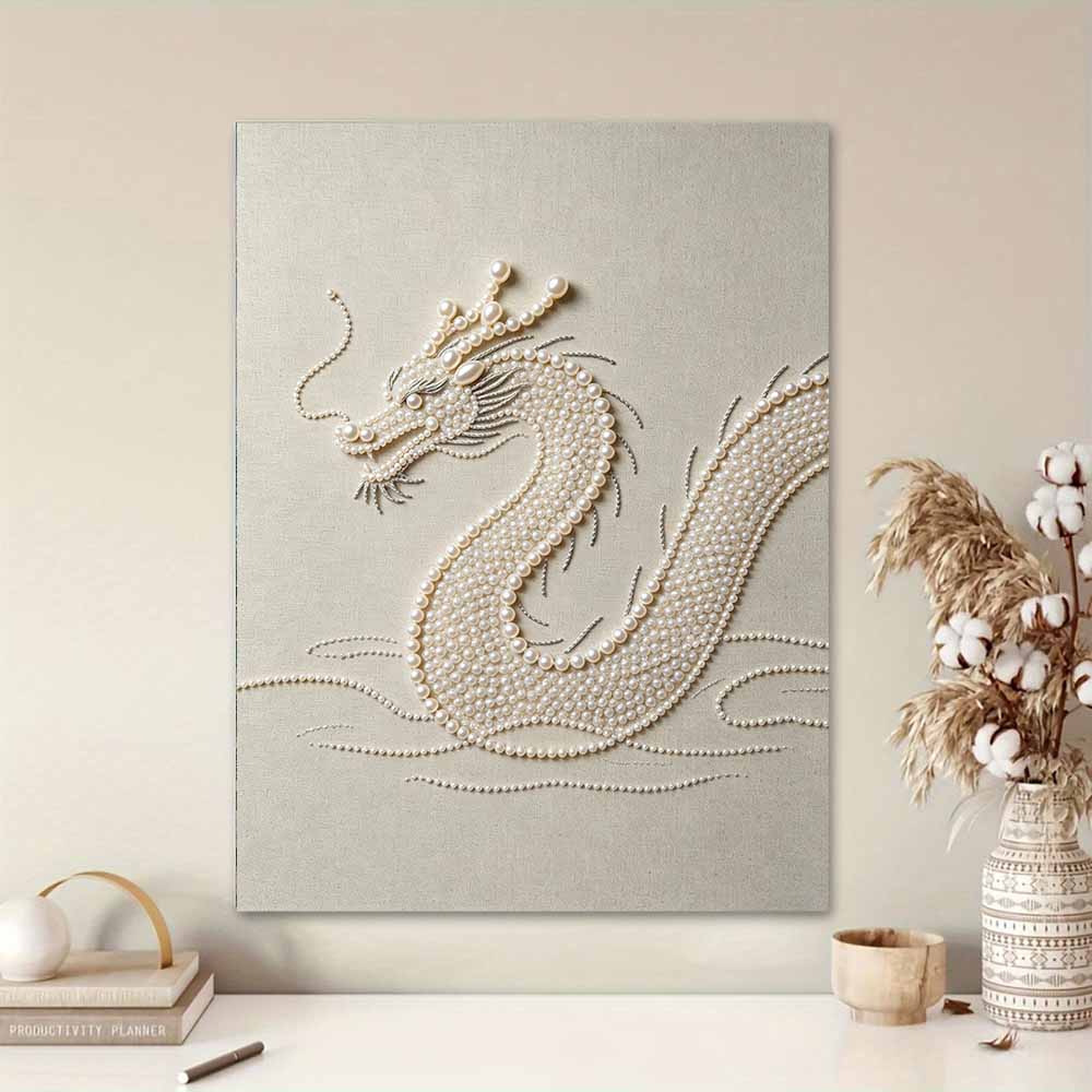 DIY Pearl Diamond Art Painting Kits for Adults and Beginners, Majestic Dragon Sparkling Painting Craft Home Wall Decor Handmade Gift