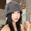 Blogger Double-sided floral button-up headgear Female face small folds large head circumference pullover knitted hat
