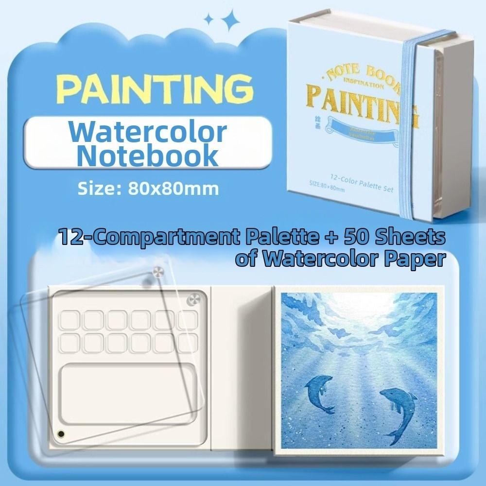 Grid Paint Box Tearable Painting Book Travel Watercolor Palette Paint Palette Notebook
