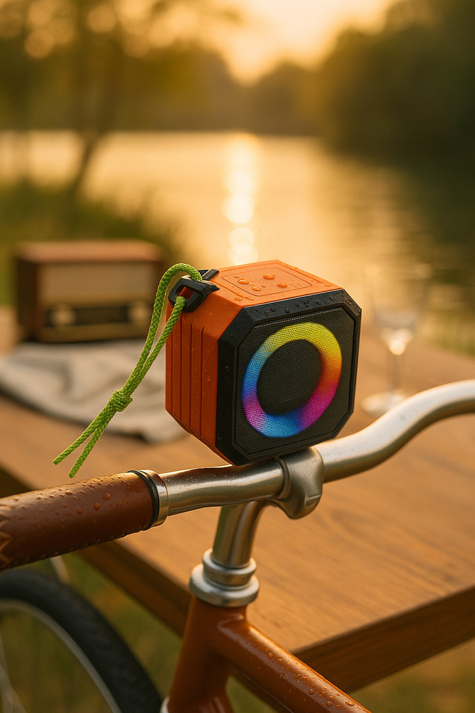 TOPROAD Wasserdichte Bluetooth-Lautsprecher, IP65, tragbar, Mini-Wireless-Stereo-Bass, Outdoor-Fahrradlautsprecher, Säule, Unterstützung für FM-Radio, LED-RGB-Leuchten