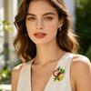 Spilla Smalto Colore Processo Gocciolamento Olio Forma Fiore di Melograno Lega di Zinco Spilla Cappotti Completi Maglioni Vestiti Distintivo Accessorio Festa