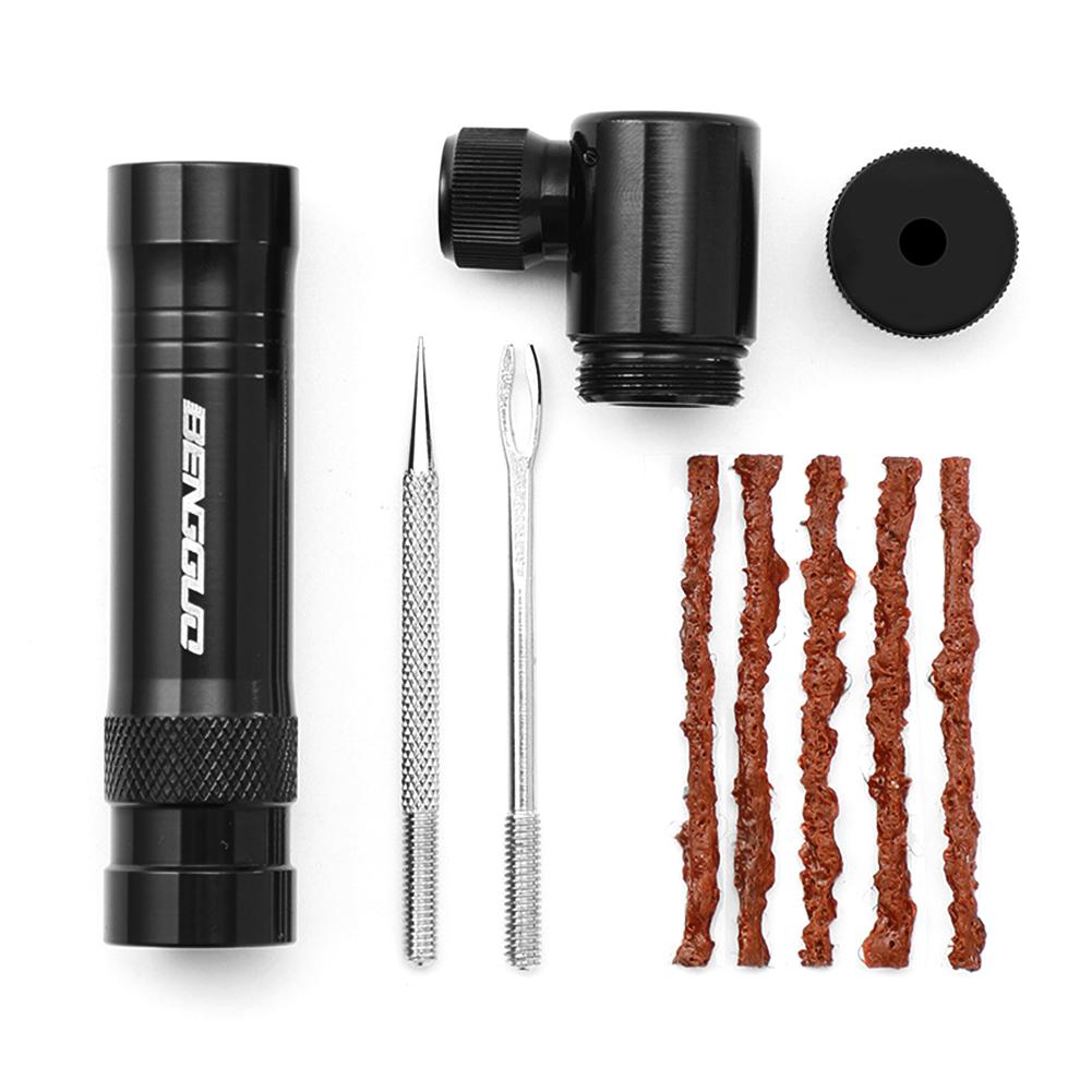 Air CO2 Inflator with Tubeless Tire Repair Kit Mini Bicycle Hand Pump Portable Tire Inflator Aluminum Alloy Bicycle Accessories чёрный