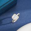 S925 Sterling Silver Princess Square Moissanite Open Ring - European & American Style Jewelry