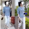 Cool Silk Cotton Pants + Matte Chiffon Top - A Complete Set of Loose Summer Outfits Including A Shirt and Nine-inch Pants Set