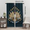 Light Filtering Exotic Black Golden Floral Polyester Curtains Style Decorative Semi Curtain Set Of 2 Contemporary Made With Rod Pocket Washable