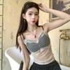 #Summer New Pure Desire Sexy Mesh Sling Vest Slim One-piece with Chest Pad Versatile and Thin Top