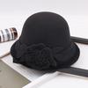 2022 Autumn And Winter Woolen Hat Women'S Casual Wide-Brimmed Top Hat, Flower Dome Fashion Hat