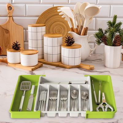 Tableware Drawer Organizer Retractable Cutlery Holder BPA Free Large Capacity Easy To Clean Expandable Utensil Tray