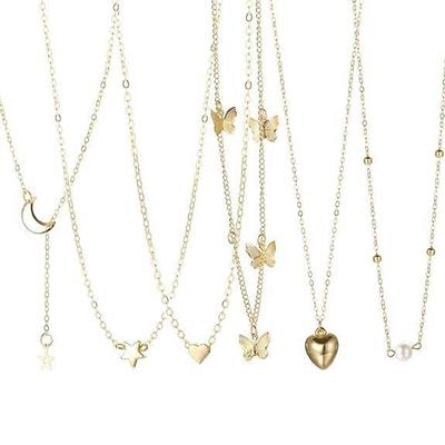 5-7 Stück Kombi Neuestes Stilvolles Western Halskettenset für Damen Anhänger Halskette Geschenke für Mädchen