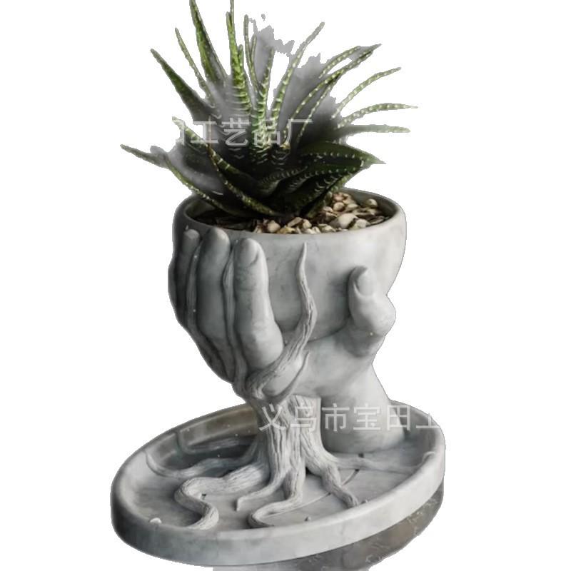 New Nordic Resin Sculpture Flower Pot Tree Root Palm Home Outdoor Flower Pot Succulent Green Plant Potted Decoration