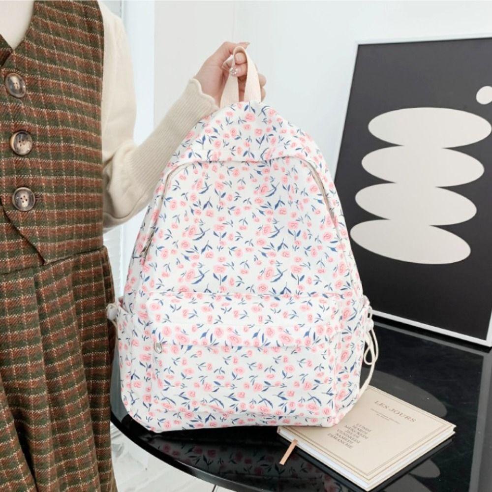 Nylon Students Backpack Fashion Shoulder Bag High Quality Floral School Bag  Girls
