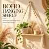 Cotton Rope Woven Wall Hanging Shelf, Bohemian Storage for Living Room and Planter Display