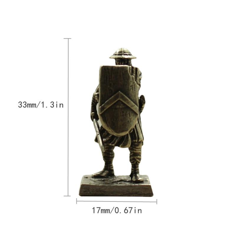 Mediaeval Knight Soldier Miniature Figurine Pure Copper Desktop Decoration Craft Gift for Collectors