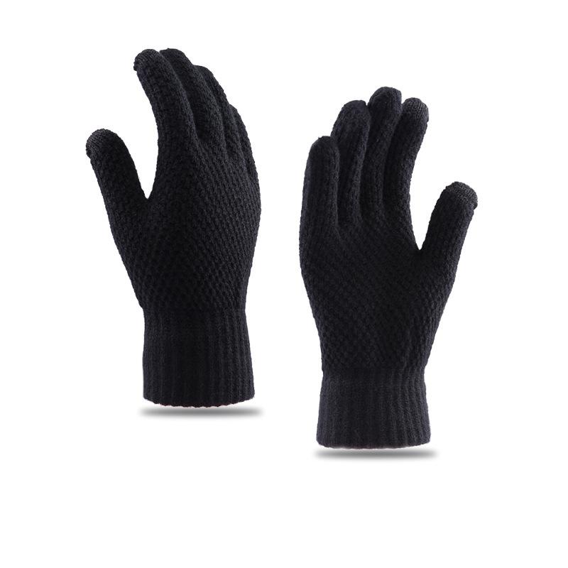 Winter gloves plush men's thickened warm autumn and winter outdoor wool knitted gloves