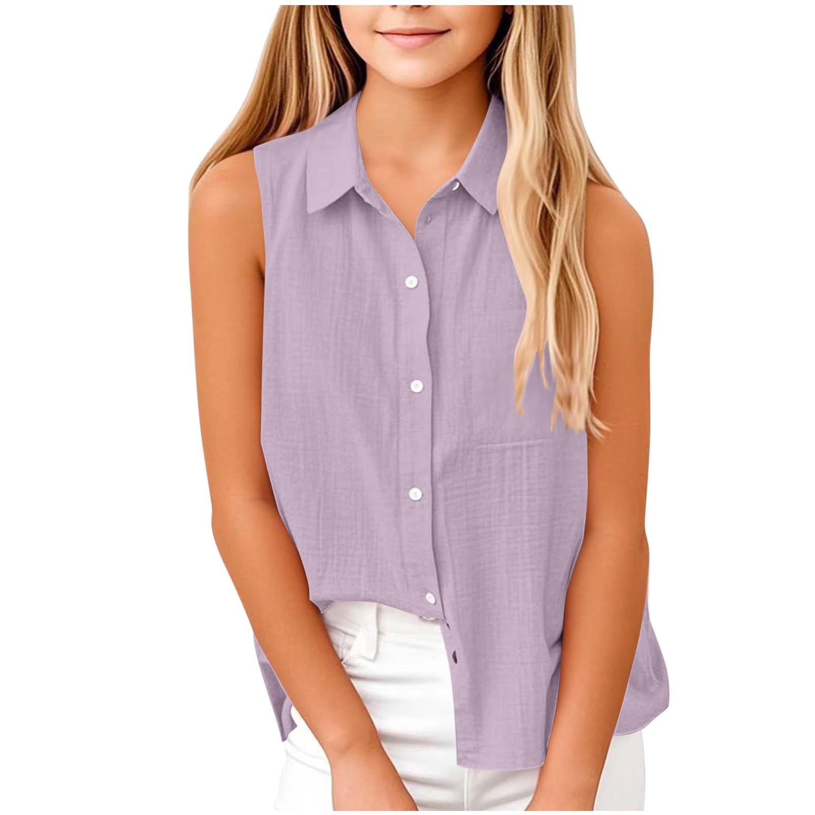 

Summer -color Lapel Button Casual Children s Vest Shirt For Middle-aged Kids 150