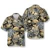 Camicia Estiva Vintage con Teschio per Uomo Camicie da Spiaggia Stampa 3D Fiori Piante Camicia Hawaiana Street Camicie a Maniche Corte da Donna Top