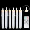 Battery Operated Led Flickering 3d Flame Real Wax Candle Ivory Flameless Taper Candles With Timer Led Taper Candles