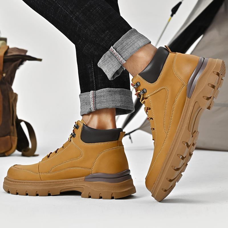 Modemarke Winterstiefel Schnürung Fell Hochwertig Plüsch Cowboy-Stiefel Herren Dicke Sohle Echtes Leder Outdoor-Stiefel Mode Luxusstiefel
