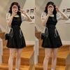 Sweet A- Line Fairy Dress High Waist Puff Short Sleeve Dress Fashion Short Dress Women  Vacation