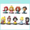 Cute Fairy Tale Princess Car Decoration Figurine Adorable Q Version Mulan Snow White Little Mermaid Elsa Collectible Toy 6cm Pvc