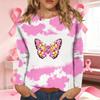 Women's Casual Long Sleeve T-Shirt with Ribbon Print Round Neck Top for Everyday Wear