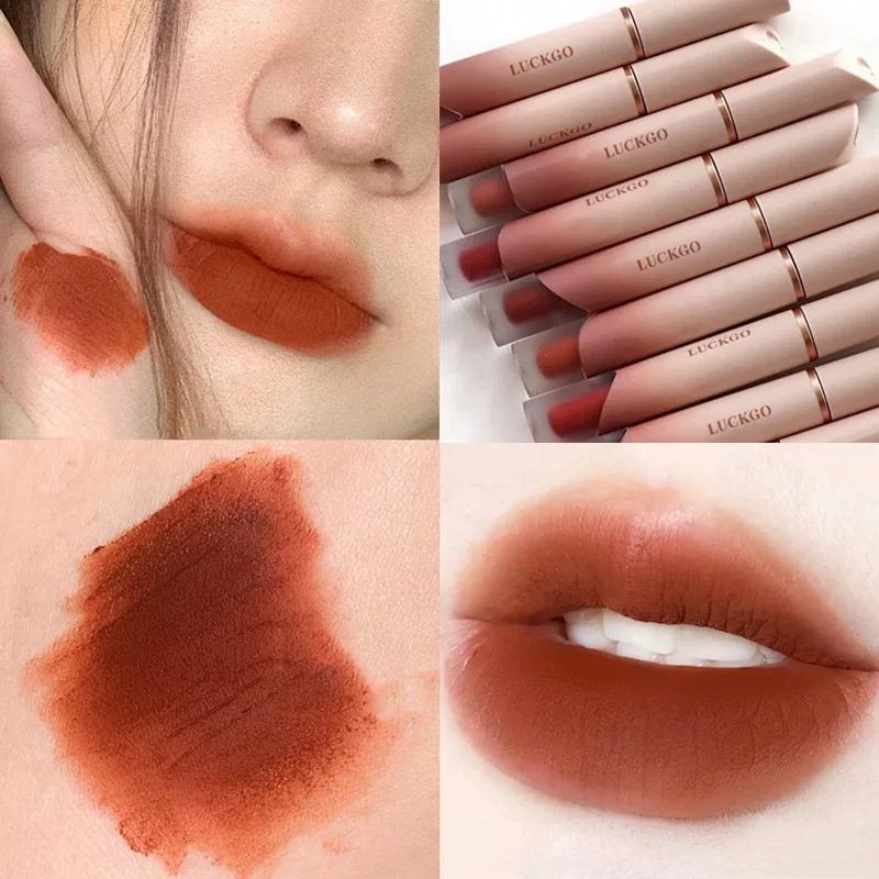 Milk Cream Lip Mud Lip Lacquer Velvet Matte Finish Non-Fading No Stain on Cup Student Party Plain Nude Color Lip Lacquer Lipstick Female