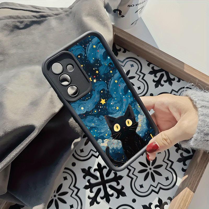 Black Cat phone case under the starry sky is suitable for Samsung Galaxy S26 S25 S24 S23 S22 S21 S20 FE/Ultra/Plus5G anti drop