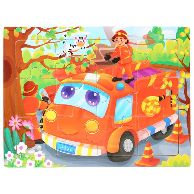 12piece Wooden Jigsaw Puzzle Cartoon Animal Parent-child Theme Puzzles Game Kids Montessori Educational Toys for Children Gifts