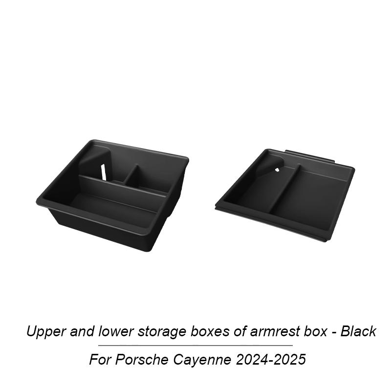 For Porsche Cayenne 2024-2025 Car Center Console Upper Lower Storage Box Tray Central Armrest Organizer Case Interior Accessory