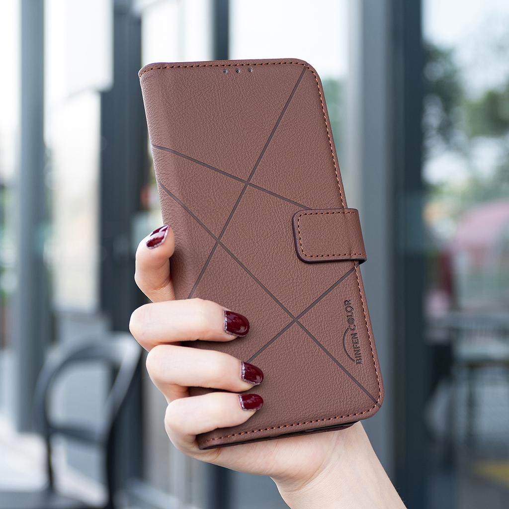 For vivo Y400 5G Case BINFEN COLOR BF35 Geometry Imprinted Leather Phone Cover RFID Blocking Wallet Stand