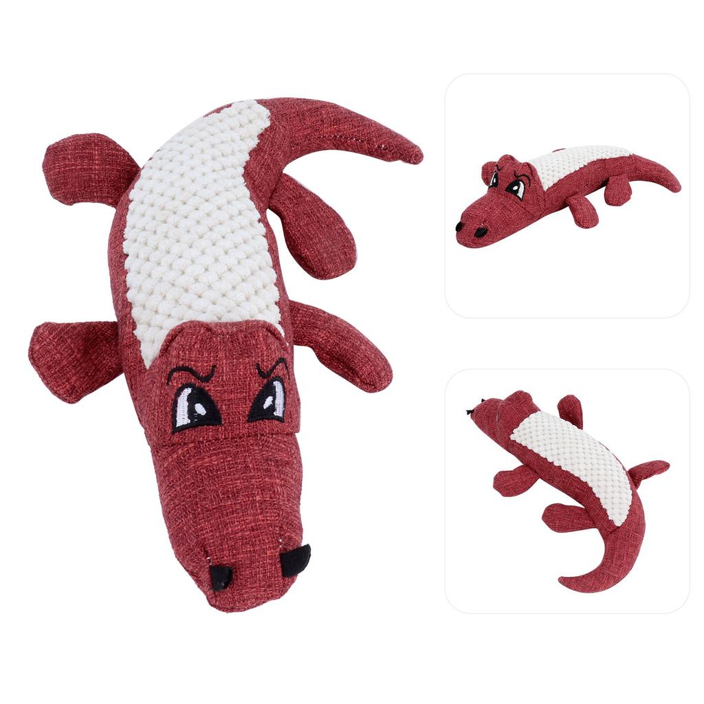 Dog Toys Simulation Crocodile Shape Plush Stuffed Bite Resistant Molar Pet Dog Vocal ToysRed