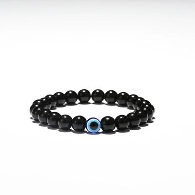 Bracelet Minimaliste en Perles d'Obsidienne Noire 4mm 6mm 8mm Pierre Naturelle Chaîne à Brins Œil du Diable Gothique Pour Homme Bijou Pulsera Hombre
