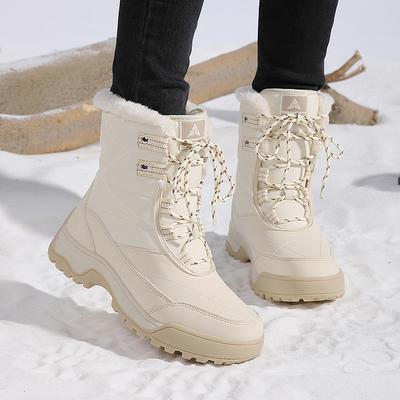 Winter Schneestiefel Plüsch Warm Baumwollschuhe Verschleißfest Winddicht Sport Outdoor Hohe Schnürstiefel Große Größe