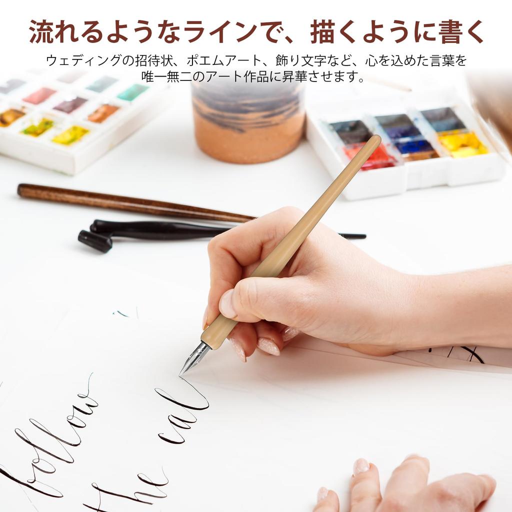 1 Set of Lightweight Solid Wood Fountain Pen Nibs for Calligraphy and More (WD366-0.5mm) Painting, Practice,