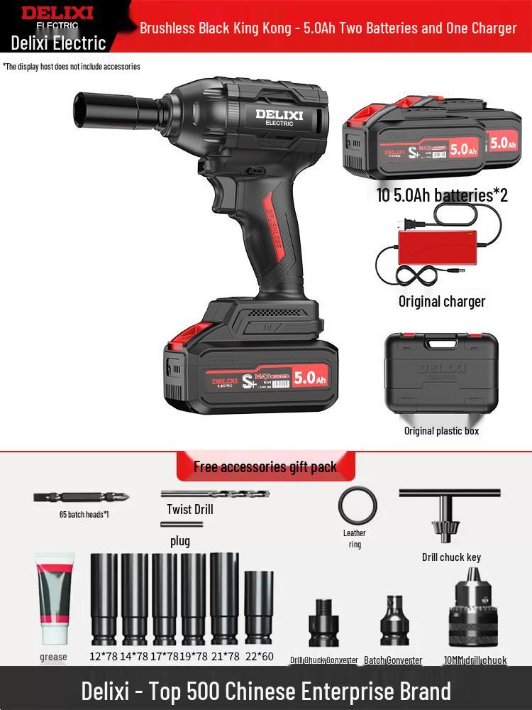 Delixi Brushless High Torque Multi-Tool Set: Electric Wrench and Angle Grinder.