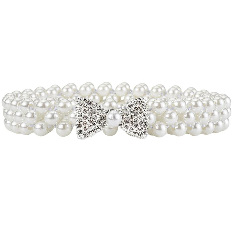 

Ретро искусственный жемчуг пояс цепочка на талию женский универсальный элегантный эластичный пояс с бриллиантами джинсы платье одежда аксессуары