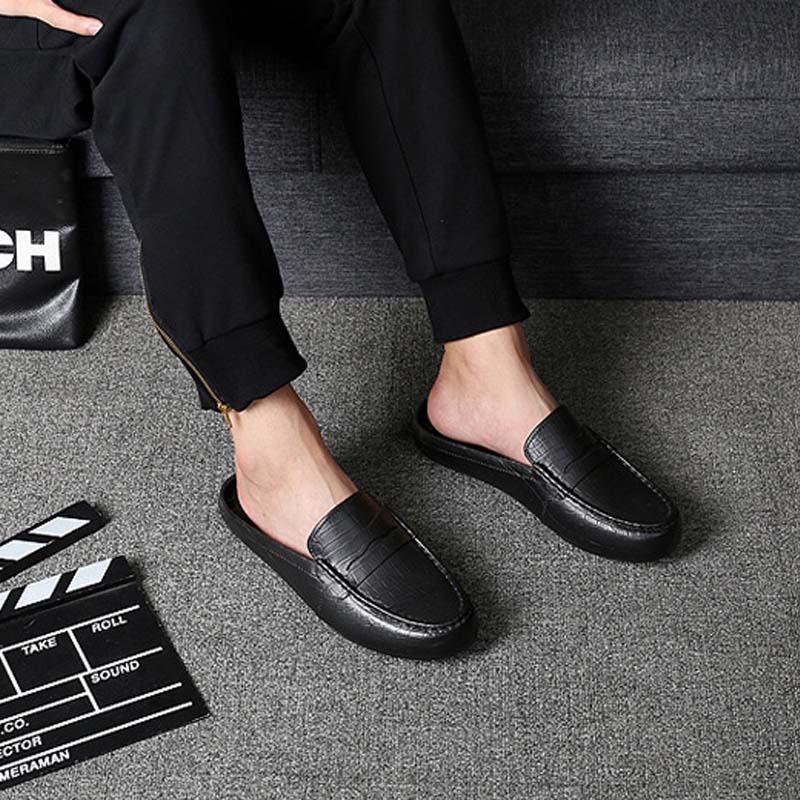 

Чоловічі тапочки без підборів, зручні лофери, чоловічі сандалі, зручні чоботи, легко взувати та знімати 9.5 чорний