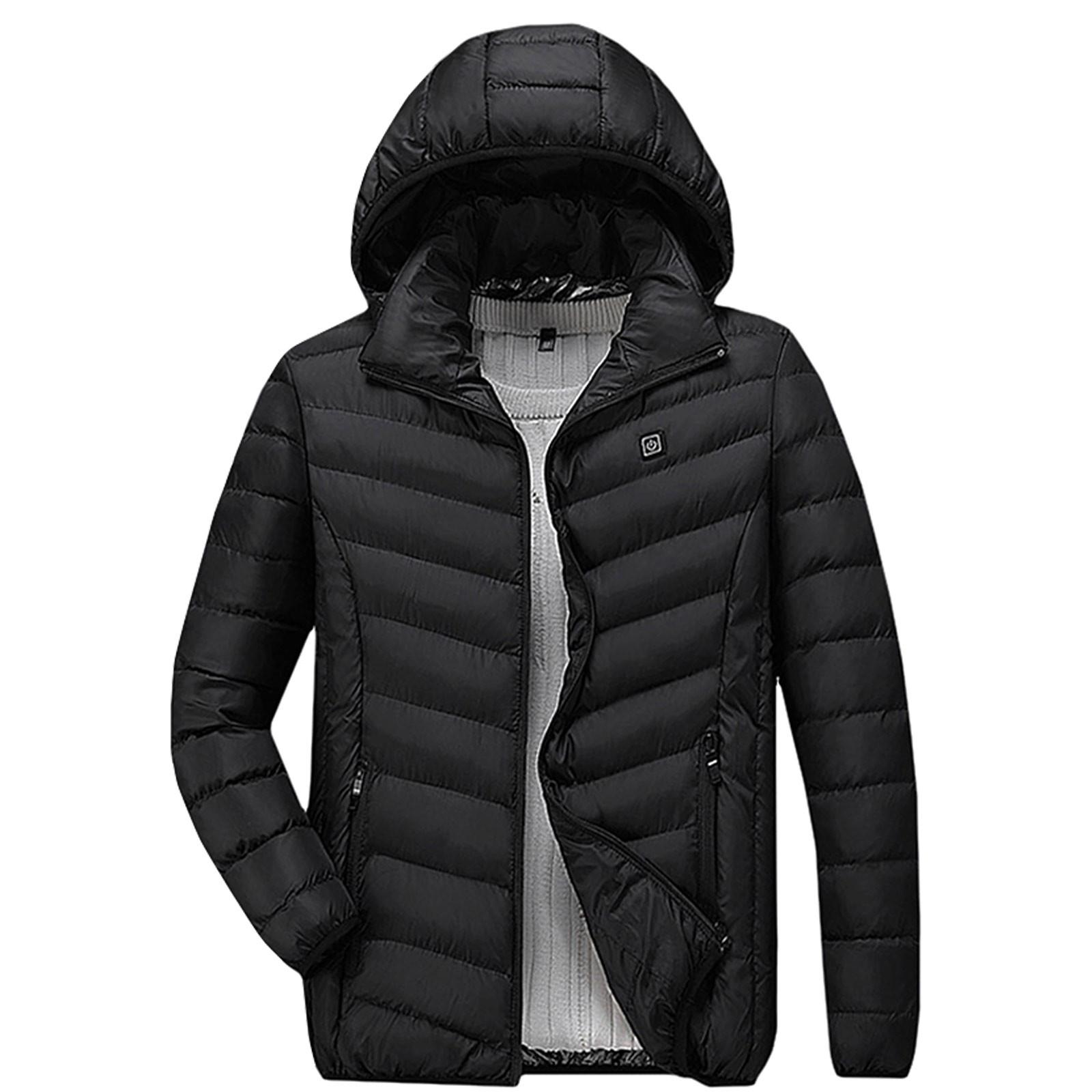 

USB Heating CottonPadded Clothes Constant Temperature Heating Cotton Padded Clothes Men s Hooded Coat XXL чорний