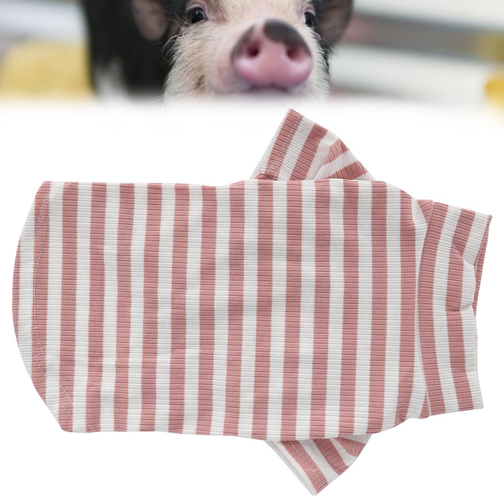 Haustier Baumwollgestreiftes Hemd Hund Kleines Schwein Katze Atmungsaktive T-Shirts Weiche WelpenkleidungRosa und Weiß