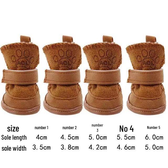 

4 шт. Хлопковые зимние ботинки для щенков - Плюшевая зимняя обувь для тедди, бишона, померанского шпица Size 1